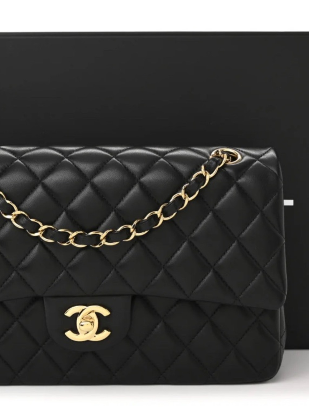 CHANEL Black Quilted Shoulder Bag with Gold Chain